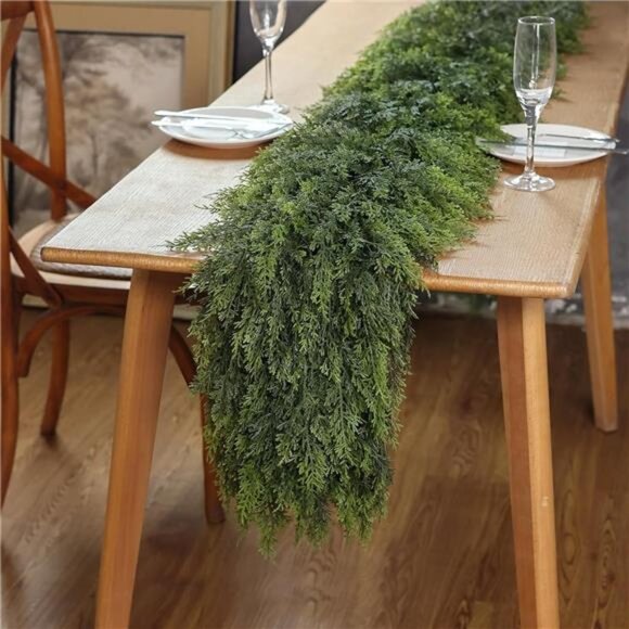 Real Touch Christmas Cedar Garland -9ft Artificial Garlands Faux Cedar - Picture 3 of 7